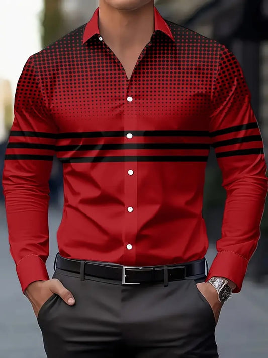 Men's Street Style Business Casual Printed Long Sleeve Shirt