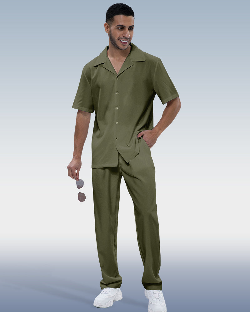 Rianmond Men's Solid Short Sleeve Walking Suit 3 Colors