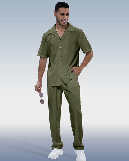 Rianmond Men's Solid Short Sleeve Walking Suit 3 Colors
