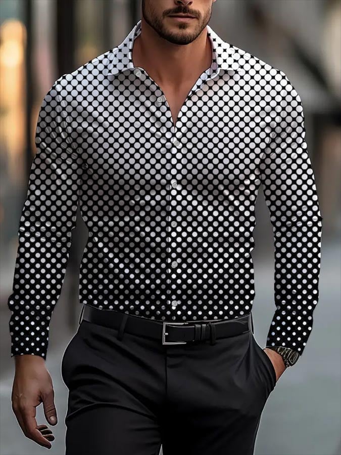 Men's Business Casual Striped Long Sleeve Shirt