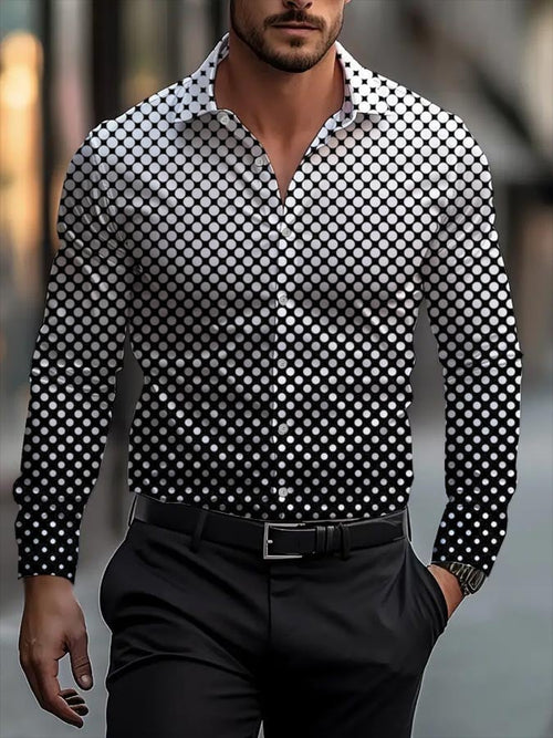 Men's Business Casual Striped Long Sleeve Shirt