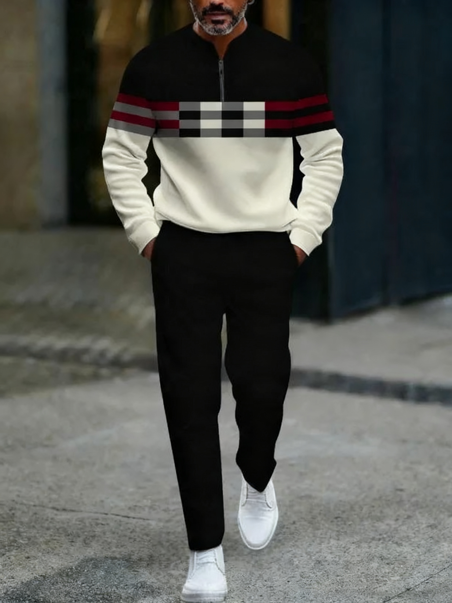 Zipper Long Sleeve Long Pants Two-Piece Set