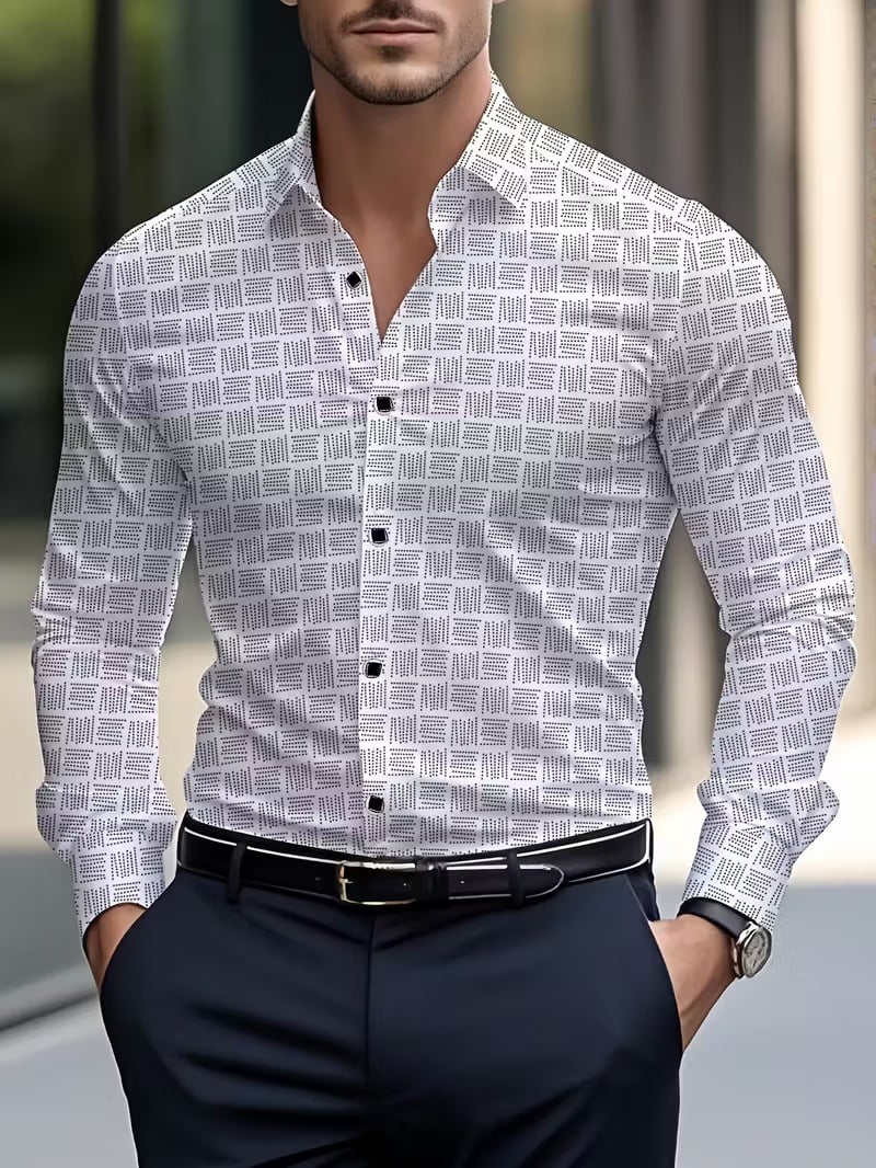 Men's Street Style Business Casual Printed Long Sleeve Shirt