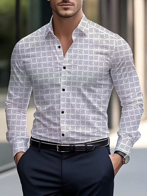 Men's Street Style Business Casual Printed Long Sleeve Shirt