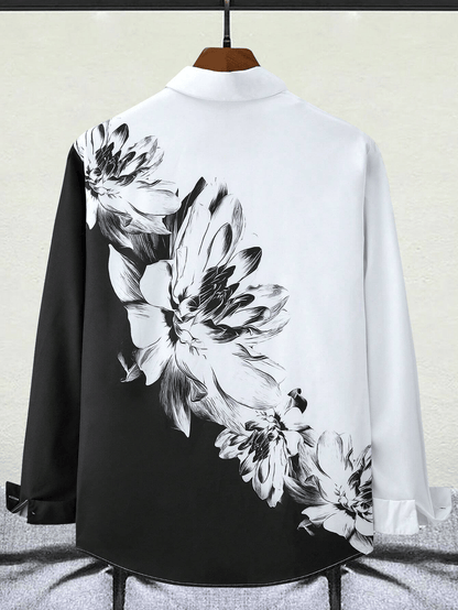 Men's Stripe Print Business Long Sleeve Shirt