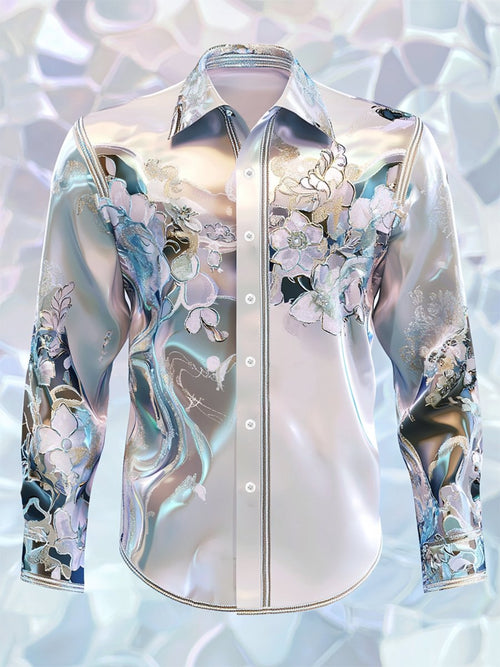 Men's Satin Luxe Long Sleeve Button Down Shirt