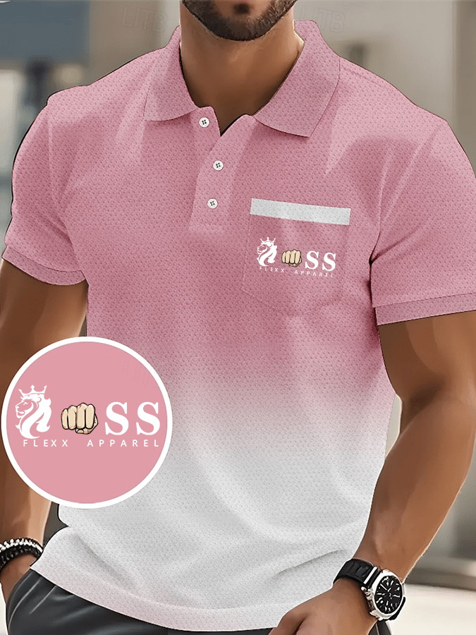 Men's Fashion Business Letter Printed Casual Polo Shirt