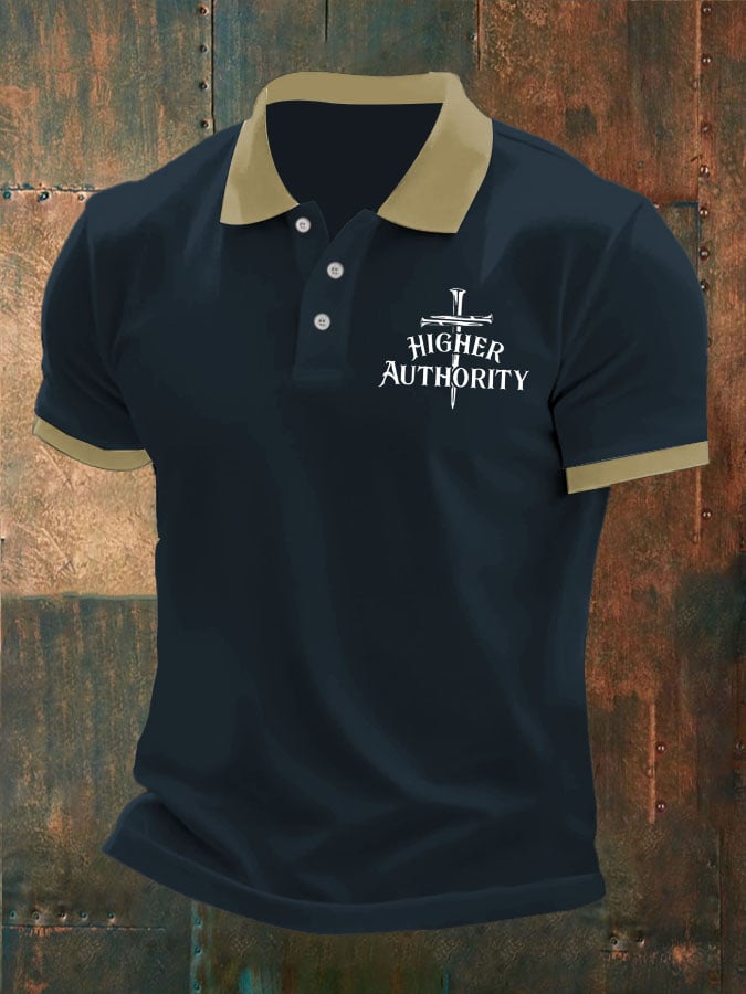 Men's Higher Authority Cross Nails Printed Casual Polo Shirt