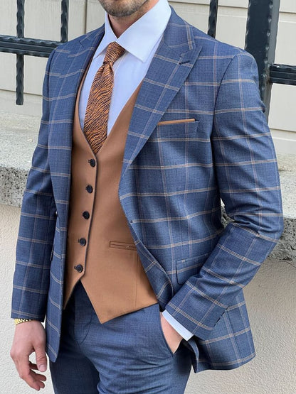 ManMen's Luxury Business Plaid Blazers