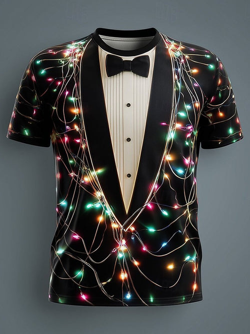 Men's Christmas Lights Tuxedo 3D T-shirt