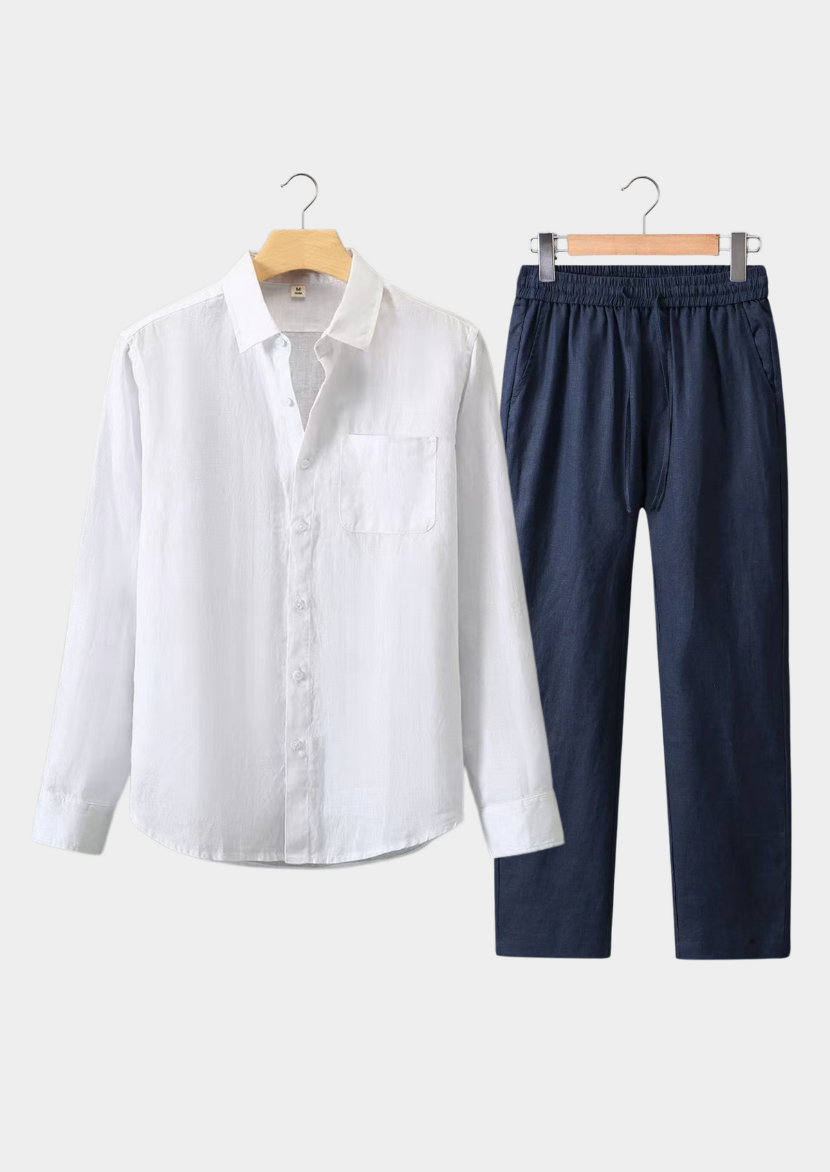 Aurelio Longsleeve Summer Set - White/navy Blue