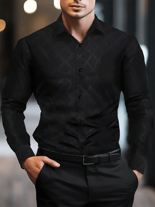 Men's Geometric Design Business Casual Shirt