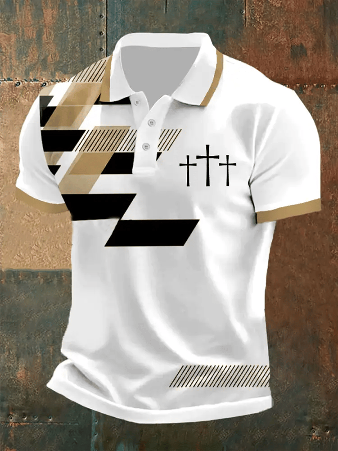 Men's Retro Faith Casual Printed Polo Shirt