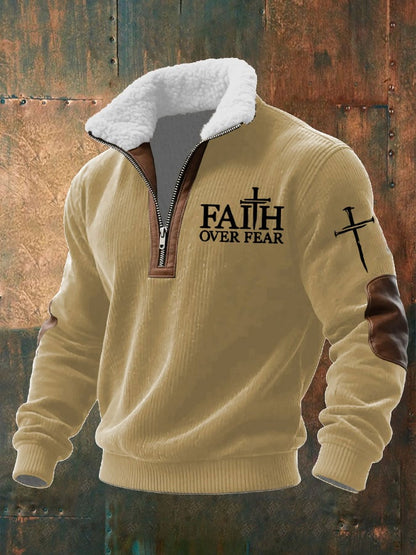 Men's Faith “FAITH OVER FEAR”Textured Sweatshirt