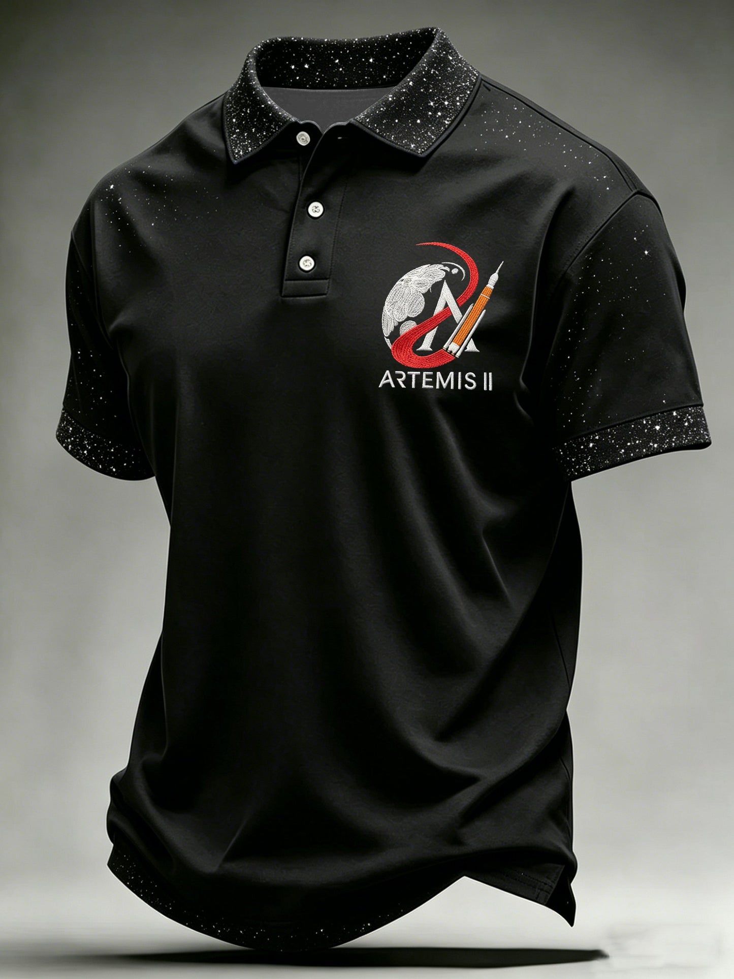 Men's Spaceflight Print Casual Polo Shirt