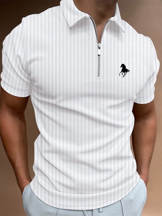 Men's Horse Print Casual Polo Shirt