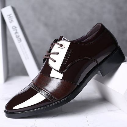 Men's Business Casual Pointed Toe Patchwork Faux Leather Oxfords Shoes