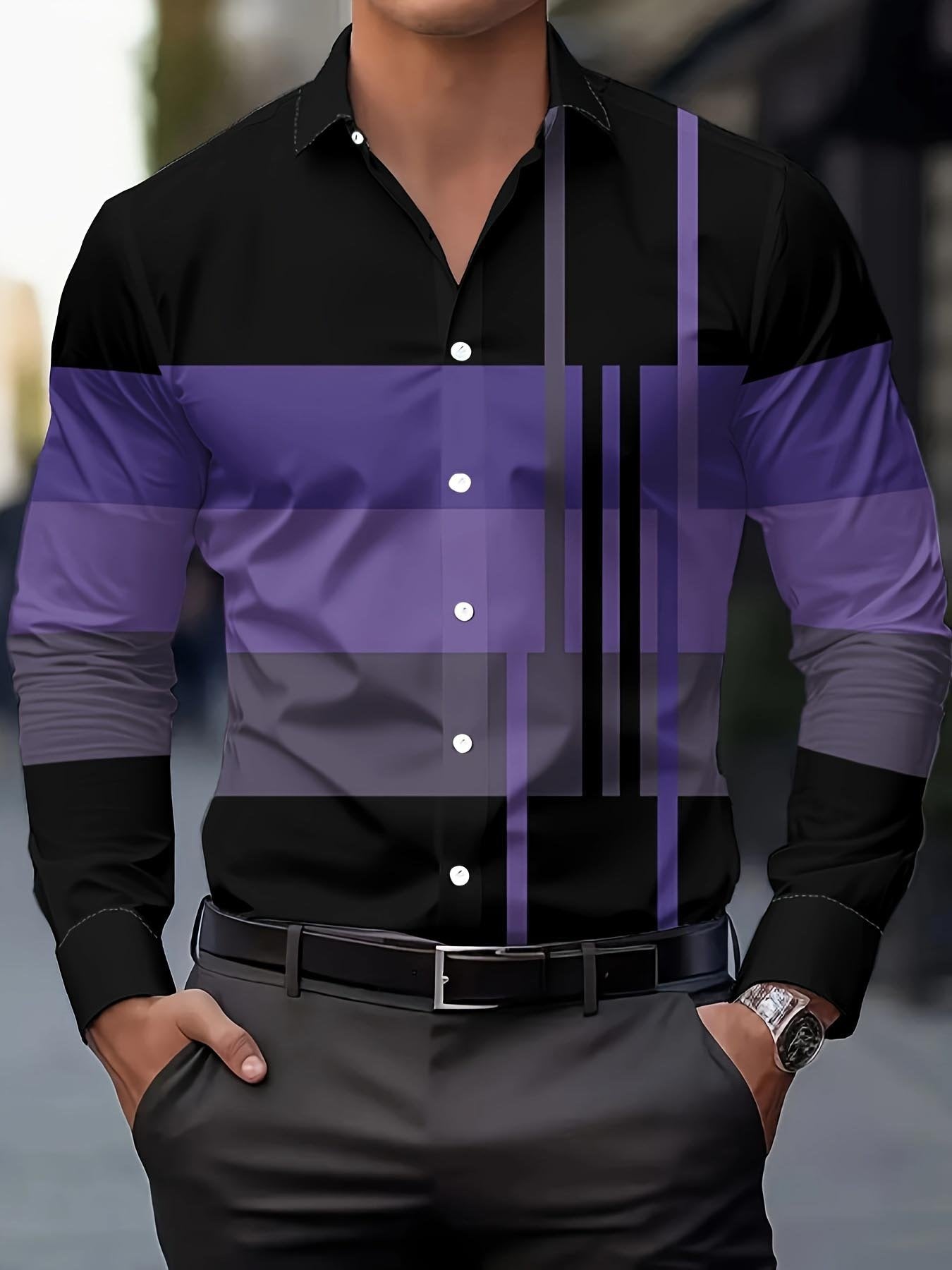 Men's Street Style Business Casual Printed Long Sleeve Shirt