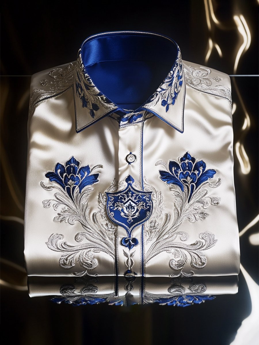 Men's Satin Luxe Long Sleeve Button Down Shirt