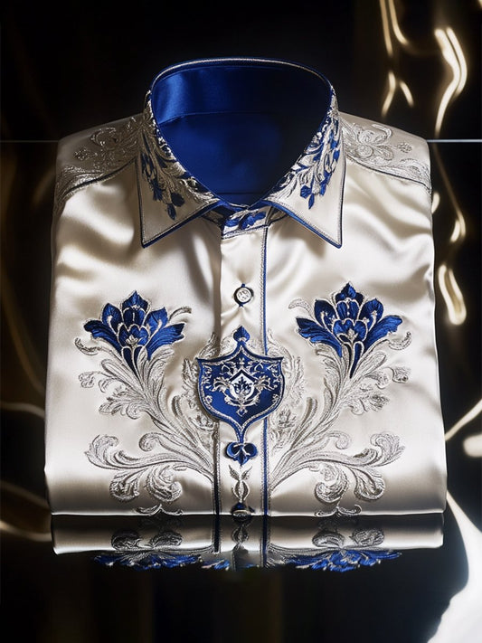 Men's Satin Luxe Long Sleeve Button Down Shirt