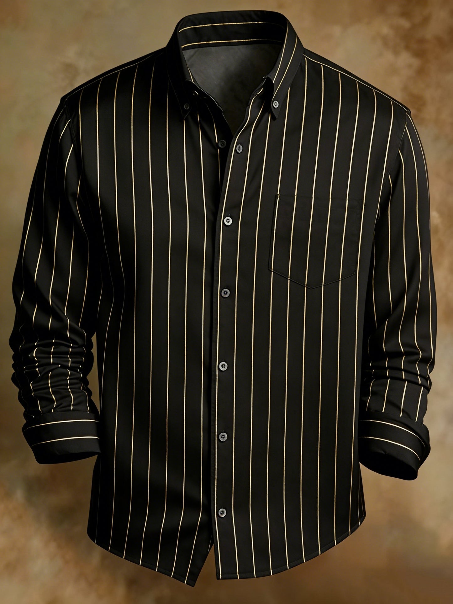 Men's Retro Abstract Art Print Black Striped Pattern Business Style Shirt