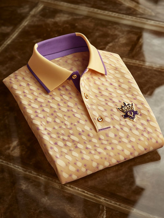 Men's Business Casual Crown Button Short Sleeve Polo Shirt