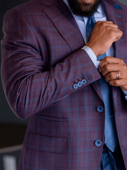 Men's Vintage Single-Breasted Plaid Gentleman's Business Suit Jacket
