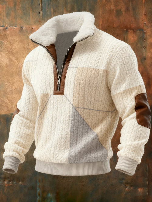 Men's Cable Textured Print Casual Sweatshirt