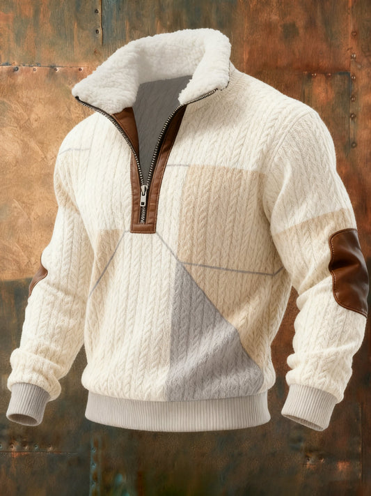 Men's Cable Textured Print Casual Sweatshirt