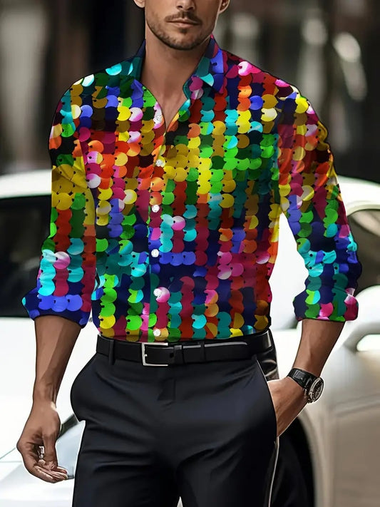 Men's Street Style Business Casual Printed Long Sleeve Shirt