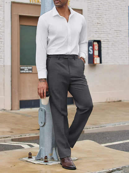 Casual Flat Front Expandable Waist Dress Pants