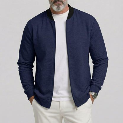 Men's Solid Color Baseball Collar Utility Pocket Slim Fit Casual Zipper Jacket