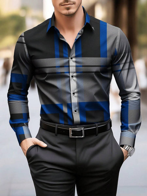 Men's Street Style Business Casual Printed Long Sleeve Shirt