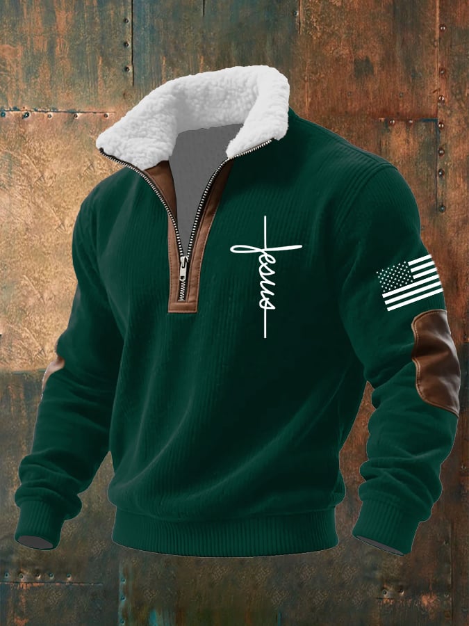 Men's Casual Faith Retro Textured Sweatshirt