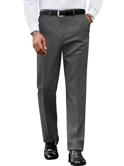Casual Flat Front Expandable Waist Dress Pants