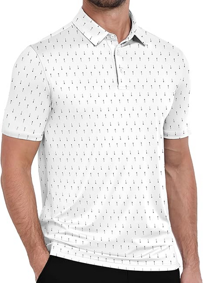 Men's Business Style Print Short Sleeved Polo Shirt