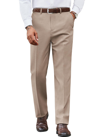 Casual Flat Front Expandable Waist Dress Pants