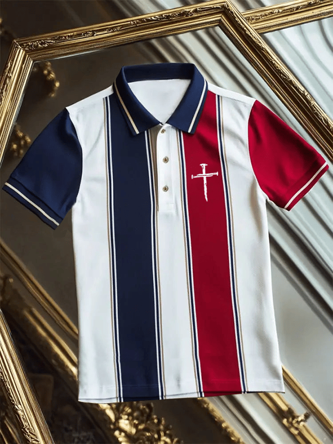 Men's Faith Printed Retro Casual Polo Shirt