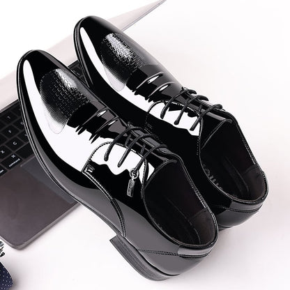 Men's Comfortable British Business Lace-up Patent Leather Shoes