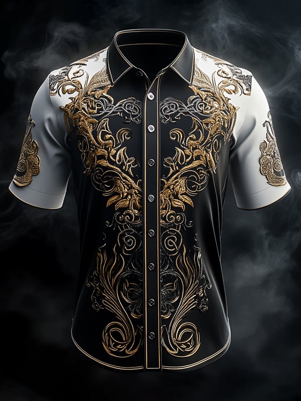 Men's Retro Viking Graphic Short Sleeve Shirt