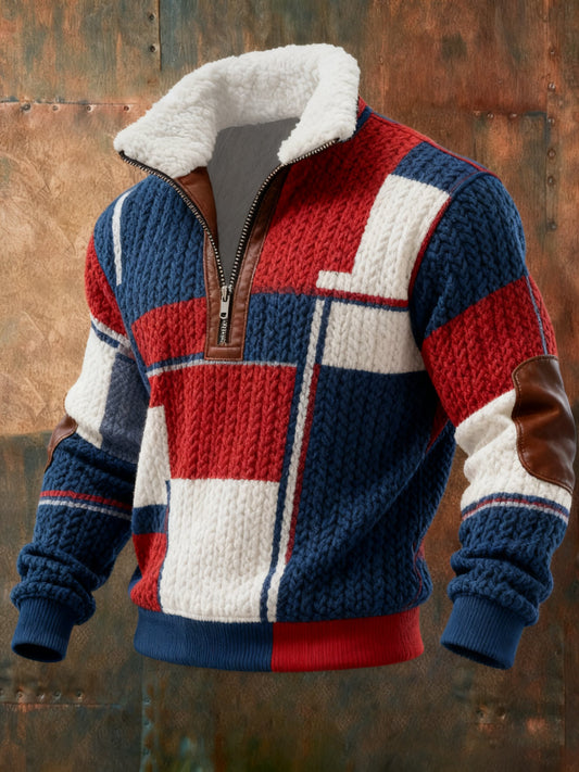 Men's Cable Textured Print Casual Sweatshirt