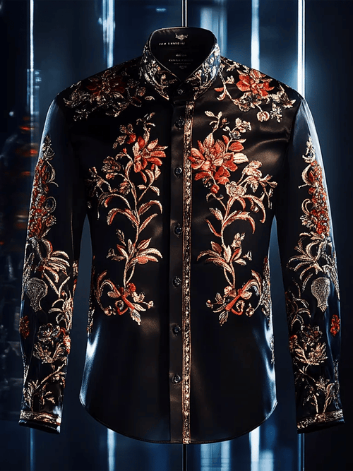 Men's Satin Luxe Long Sleeve Button Down Shirt
