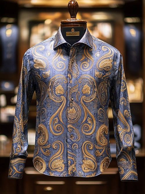 Men's Casual Abstract Printed Long Sleeve Shirt