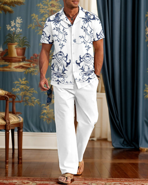 Rianmond Men's Classic Ornate Floral Pattern Walking Suit
