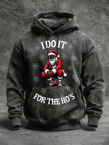 Men's African American Christmas Print Crew Neck Hooded Sweatshirt