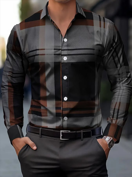 Men's Solid Color Design Business Casual Shirt