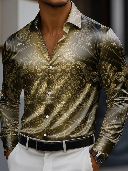 Men's Classic Business Casual Luxe Long Sleeve Button Down Shirt