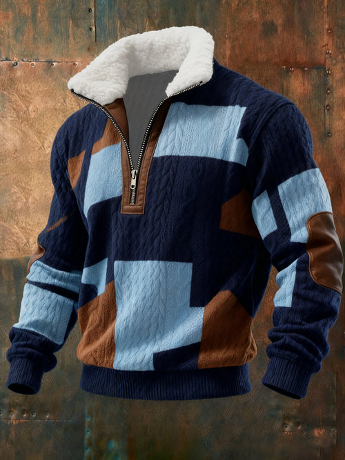Men's Cable Textured Print Casual Sweatshirt