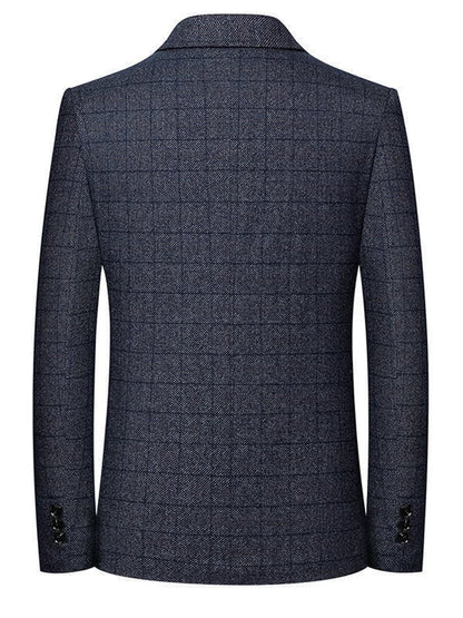 Men's Work Office Notched Collar Plaid Regular Fit Blazer