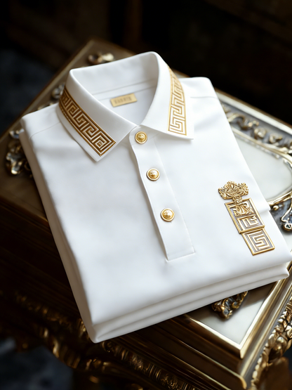 Men's Classic Business Button Short Sleeve Polo Shirt